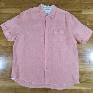 Tommy Bahama Relax 100% Linen Shirt Men’s XL Coral Pink Short Sleeve